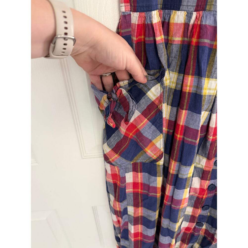 Vintage Victoria Harbor Madras Plaid Button Front Cotton Midi Dress Cottagecore - Picture 4 of 7